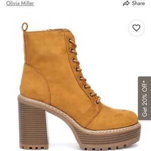 Olivia Miller Women's Mustard Lace Up Boots